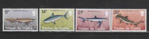 TRISTAN DA CUNHA #302-305 1982 SHARKS MINT VF NH O.G aa 