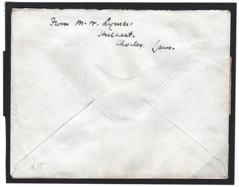 GB KGVI WW2 1943 Cover LMS RAILWAY Late Use 3d LANCS & YORKS Letter Stamp R175b 