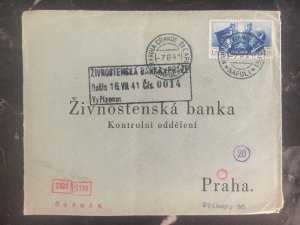 1941 Parma Italy Bank Commercial Censored Cover to Prague Czech Republic