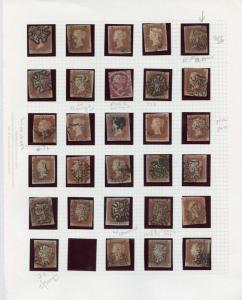 1841 Penny Reds Album Page of 29 mainly Maltese Crosses