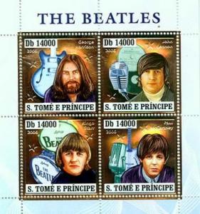 SAO TOME E PRINCIPE 2006 SHEET THE BEATLES SINGERS MUSIC SILVER st6403a