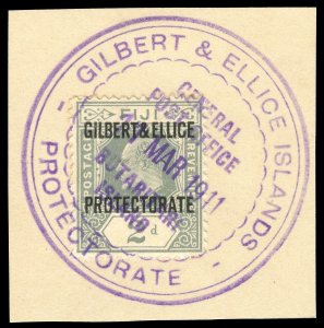 Gilbert & Ellice Is 1911 KEVII 2d BUTARITARI ISLAND pmk VFU. Vernon 1.  SG 3.