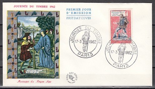 France, Scott cat. B358. Stamp Day. Messenger shown. First day cover. ^