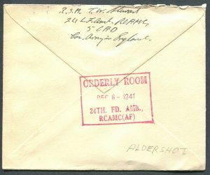 CANADA WWII MILITARY COVER FIELD POST OFFICE CANCEL DATED - PEARL HABOR