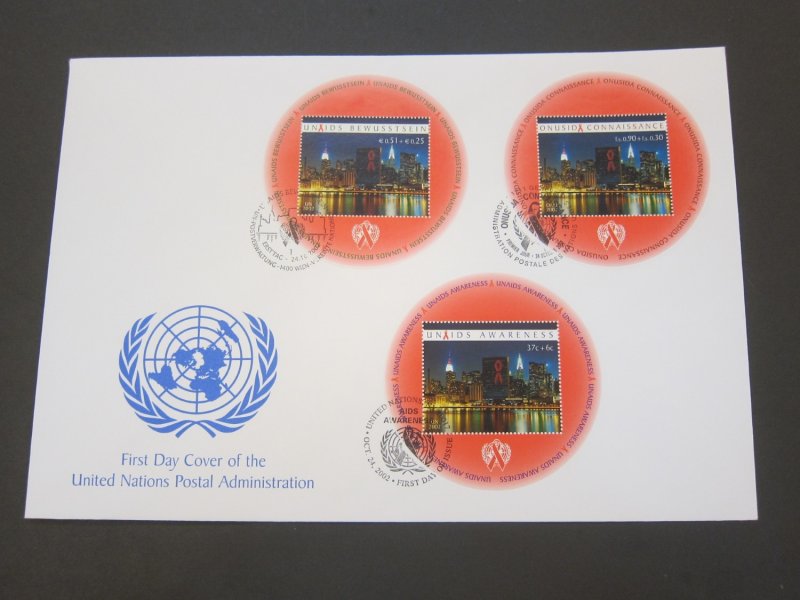 United Nations (NY,Vienna,Geneva) 2002 Sc B1,B1,B1 FDC