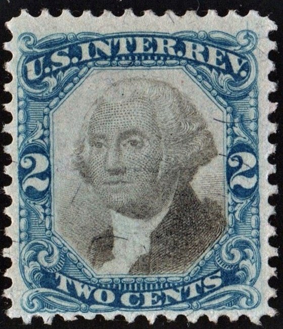 R104 2¢ Second Issue Revenue (1871) Uncancelled/No Gum