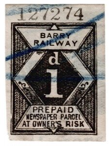 (I.B) Barry Railway : Prepaid Newspaper Parcel 1d