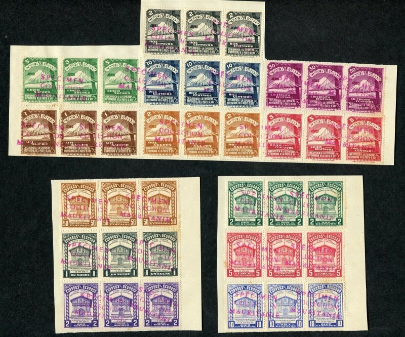 ECUADOR SCOTT# 382-7 C73-9 GOLDEN GATE EXPO MAURITANIA UPU SPECIMEN OVERPRINT