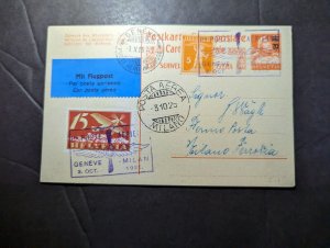 1925 Switzerland Airmail First Flight Cover FFC Geneva to Milan Italy