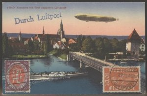 Germany 1919 Bodensee Zeppelin LZ120 Friedrichshafen Luftpost Airmail Cov 103313