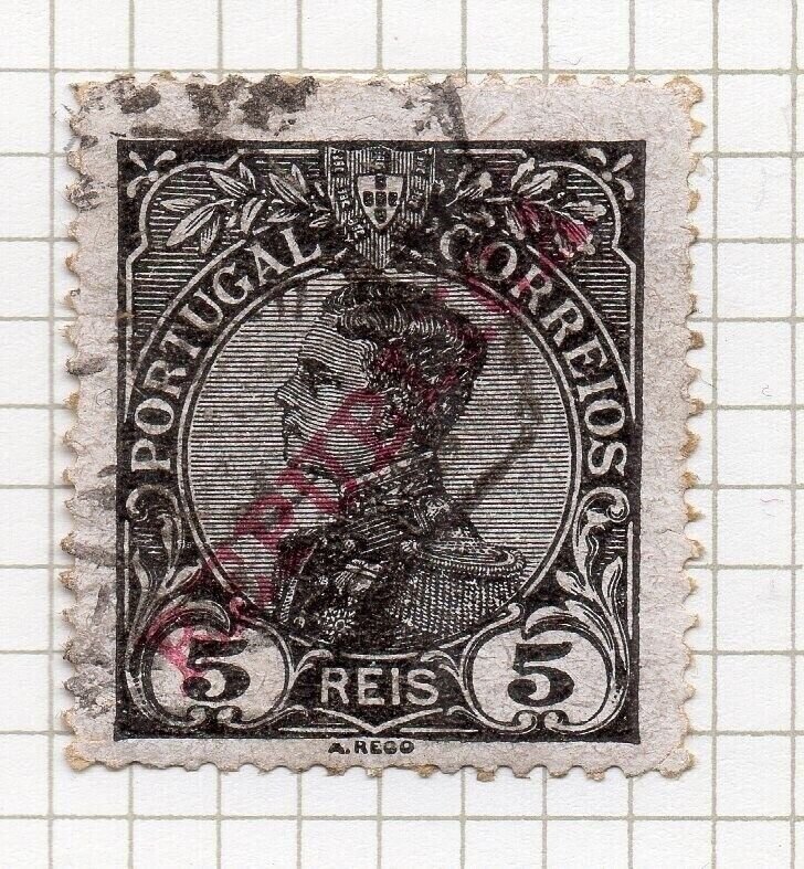 Portugal 1910 Early Issue Fine Used 5r. Optd Republica NW-230938