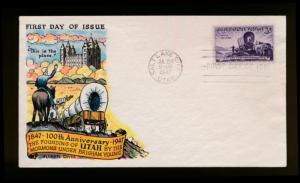 U.S. 950 Unaddressed multicolor Fluegel FDC, Utah