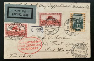1930 Saar Germany LZ 127 Graf Zeppelin Flight RPPC Postcard Cover to Switzerland
