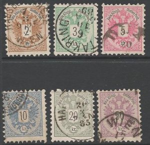 AUSTRIA SG70/5 1883-90 DEFINITIVE SET USED