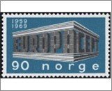 Norway Used NK 627   C.E.P.T.- Building Dark blue,Grey black 90 Øre