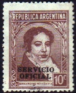 Argentina 1938-54 Sc#O44 10c B. Rivadavia USED-VF.
