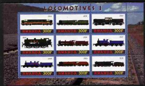 RWANDA - 2010 -  Locomotives #1 - Perf 9v Sheet - MNH - Private Issue