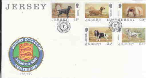 JERSEY FDC DOGS, DALMATIAN, PEKINGESE, RETRIEVER AAD8169