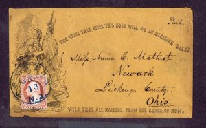 US 11a on illustrated Temperance cover blue Trenton NJ postmark PF cert