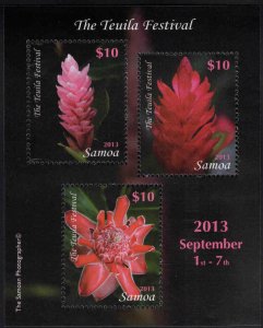 Samoa Scott 1162  MNH** Flower souvenir sheet CV$ 26