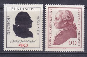 Germany 1143-44 MNH 1974 Immanuel Kant & Friedrich Gottlieb Klopstock Set of 2