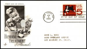 US 1307 Humane Treatment of Animals Artcraft Typed FDC