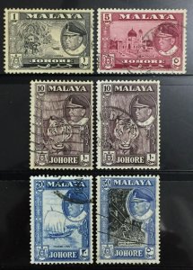 MALAYA 1960 JOHOR Sultan Ismail Definitive Stamps 6V Used M4692b