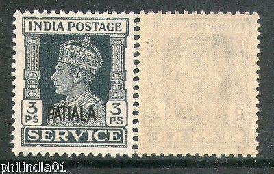 India PATIALA State KG VI 3ps SERVICE SG O71 / Sc O63 Cat. £2 MNH Stamp