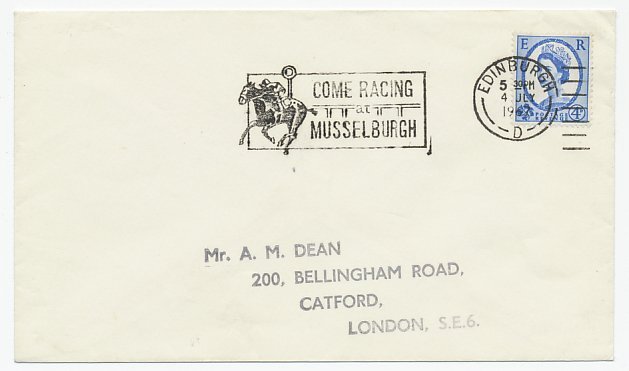 Cover / Postmark GB / UK 1967 Horse racing Musselburgh