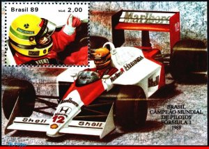 2164 BRAZIL 1989 AYRTON SENNA, FORMULA 1, WORLD CHAMPION 1988, MI# B77, MNH