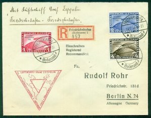 GERMANY, 1933, Complete set Zepp Ovpts (C43-5) on Chicago Flight cover, scarce