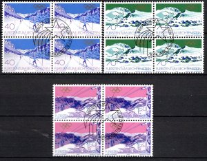 Liechtenstein Scott # 678 - 680, used, first day cancellation, block of 4 each