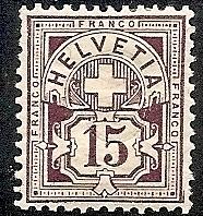 Switzerland   76 MLH 1889 15c vio Numeral CV $250.00