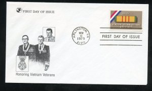 US 1802 Vietnam Veterans IssueUA Readers Digest cachet FDC