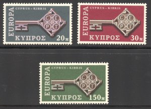 Cyprus Scott 314-16 MNHOG - 1968 EUROPA Issue Set - SCV $2.90