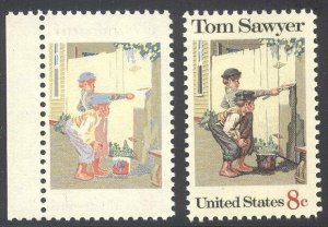 U.S. #1470b SCARCE Mint NH w/ Cert - 1972 8c Tom Sawyer w/Red & Black Omitted