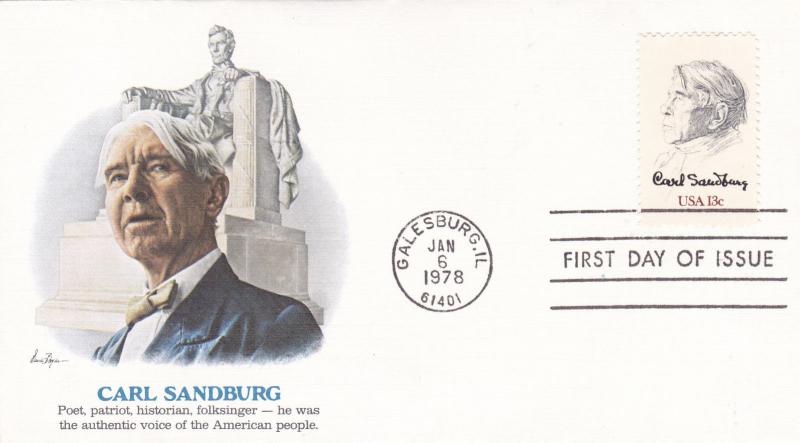 United States 1978 Honouring Carl Sandburg FDC Mint