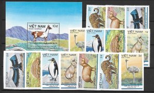 North Viet Nam Sc 1523-30 NH PERF&IMPERF + SOUVENIR SHEET of 1985 - ANIMALS