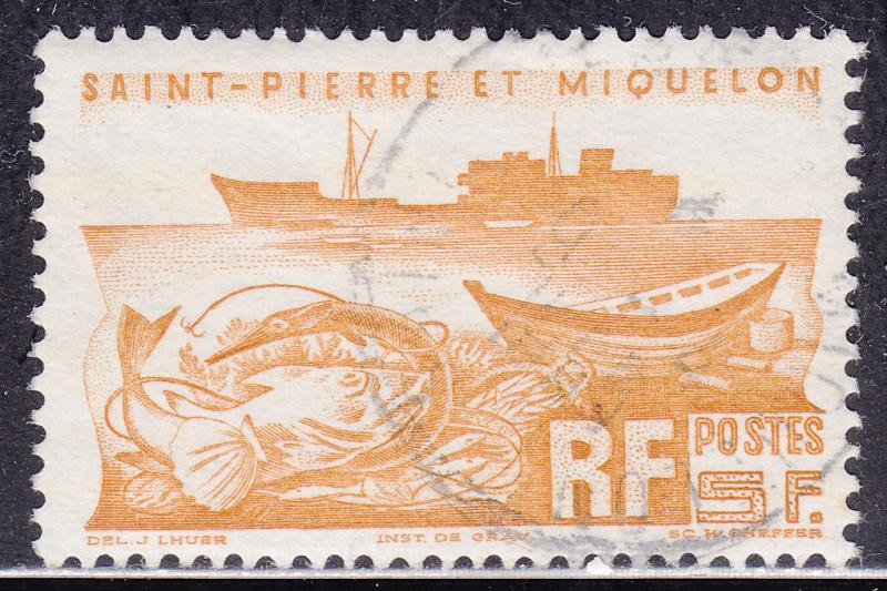 St. Pierre & Miquelon 337 USED 1947 Fishing Boat & Dinghy