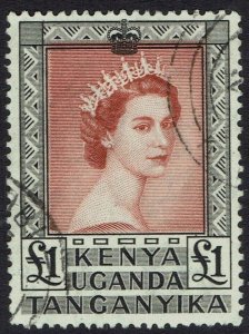 KENYA UGANDA TANGANYIKA 1954 QEII £1 USED