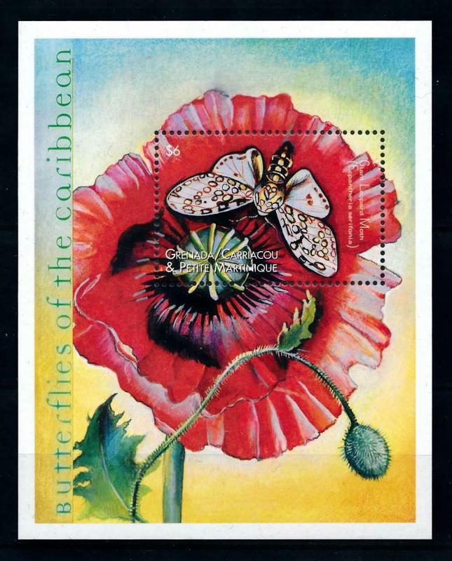 [98801] Grenada Grenadines 2000 Insect Butterfly Flower Souvenir Sheet MNH