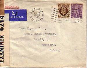 Great Britain, Airmail, Censored