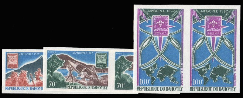 French Colonies, Dahomey #239-240, C59, 1967 Boy Scouts, imperf. set of three...