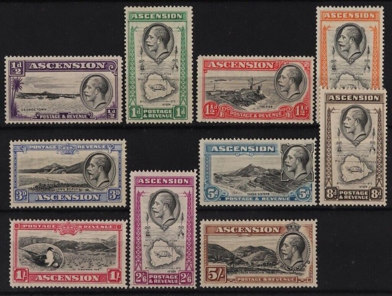 ASCENSION 1934 KGV Pic set ½d to 5/-. MNH **.