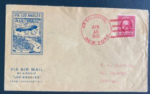 1925 USA Los Angeles Airship Zeppelin Flight Airmail cover To St George Bermuda