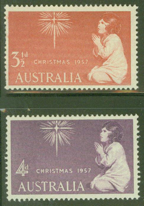 Australia Scott 306-7 MNH** 1957 Christmas stamp set