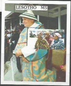 LESOTHO  - Pope Visits Lesotho - Perf Souv Sheet - Mint Never Hinged