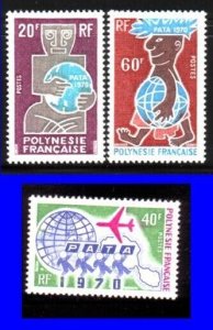 FRENCH POLYNESIA Sc 258-60 NH ISSUE OF 1970 - PACIFIC TRAVEL
