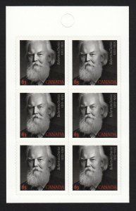 ROBERTSON DAVIES = AUTHOR = Booklet Front Page of 6 Canada 2013 #2660 MNH