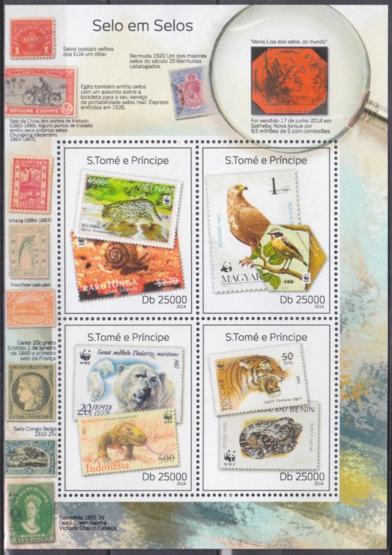 2014 Sao Tome and Principe 5614-17KL Fauna on stamps 10,00 €